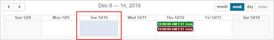 In the calendar view, today's date is highlighted.